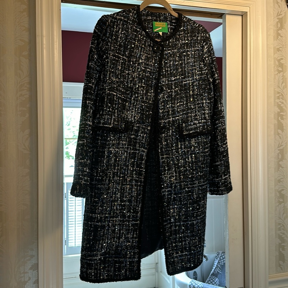 Groovy Monkey sequin long cardigan coat